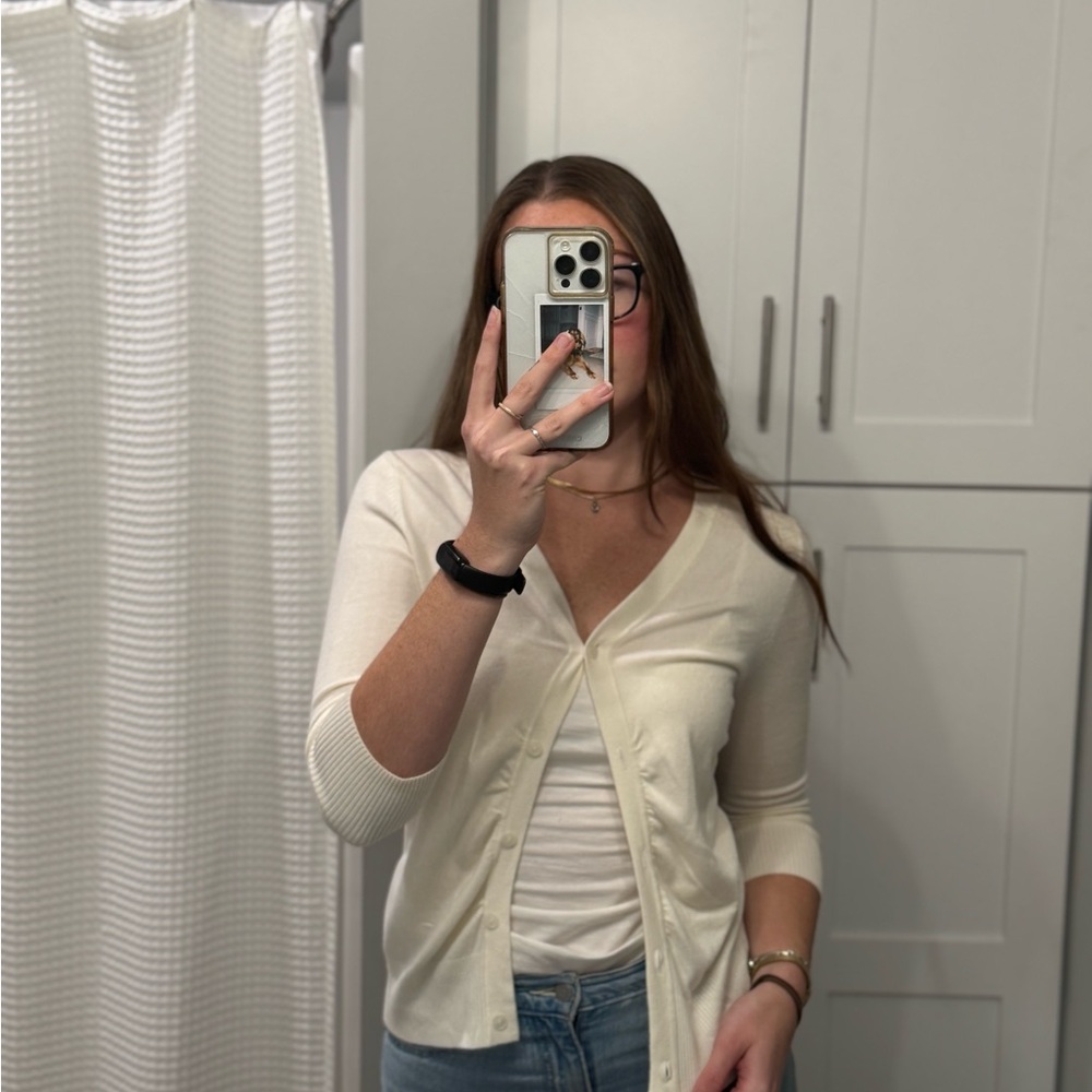 Elegant Cream Women's Cardigan Sweater